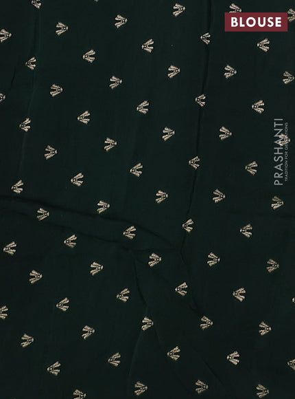 Art kota silk saree brown and green with allover silver & zari woven buttas and elephant design zari woven border