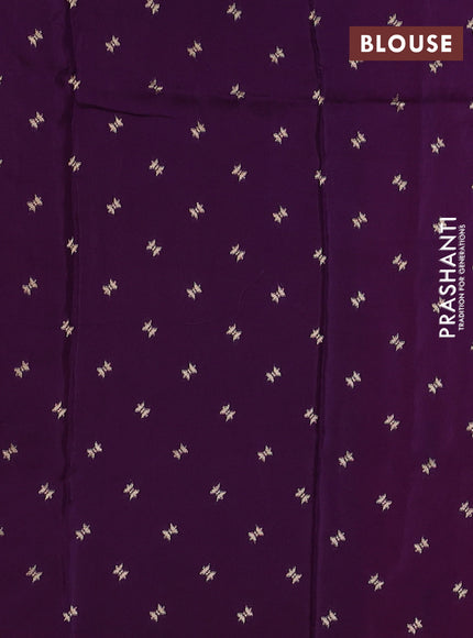 Art kota silk saree rustic orange and violet with allover silver & zari woven buttas and elephant design zari woven border