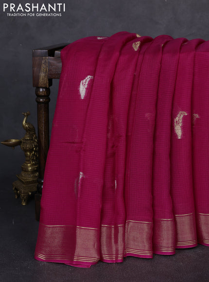 Art kota silk saree pink and green with allover silver & zari woven buttas and zari woven simple border