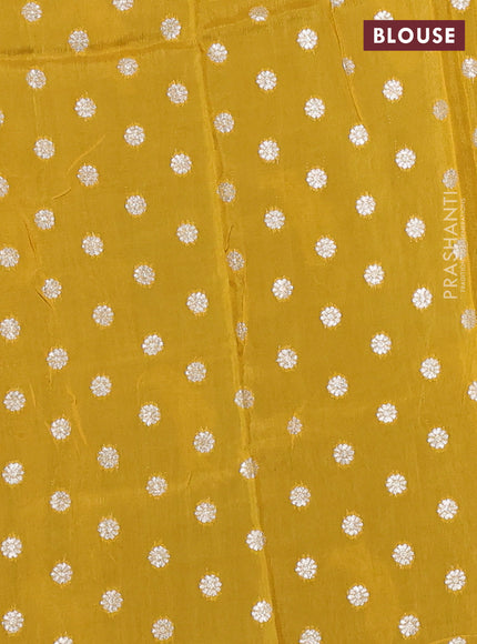 Art kota silk saree dark coffee brown and mustard yellow with allover silver & zari woven buttas and zari woven simple border