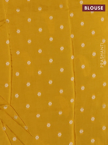 Art kota silk saree mehendi green and mustard yellow with allover silver & zari woven buttas and zari woven simple border