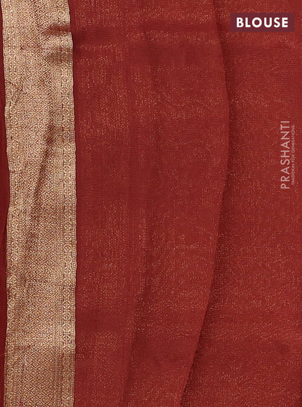 Art kota silk saree rustic brown with allover silver & zari woven buttas and elephant design zari woven border