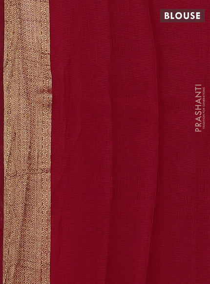 Art kota silk saree red with allover silver & zari woven buttas and elephant design zari woven border