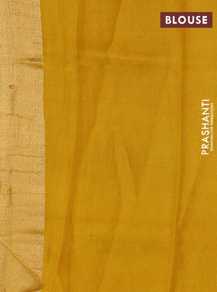 Art kota silk saree mustard yellow with allover silver & zari woven buttas and elephant design zari woven border