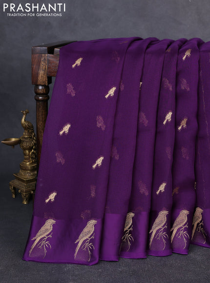 Art kota silk saree violet with allover zari woven buttas and zari woven butta border