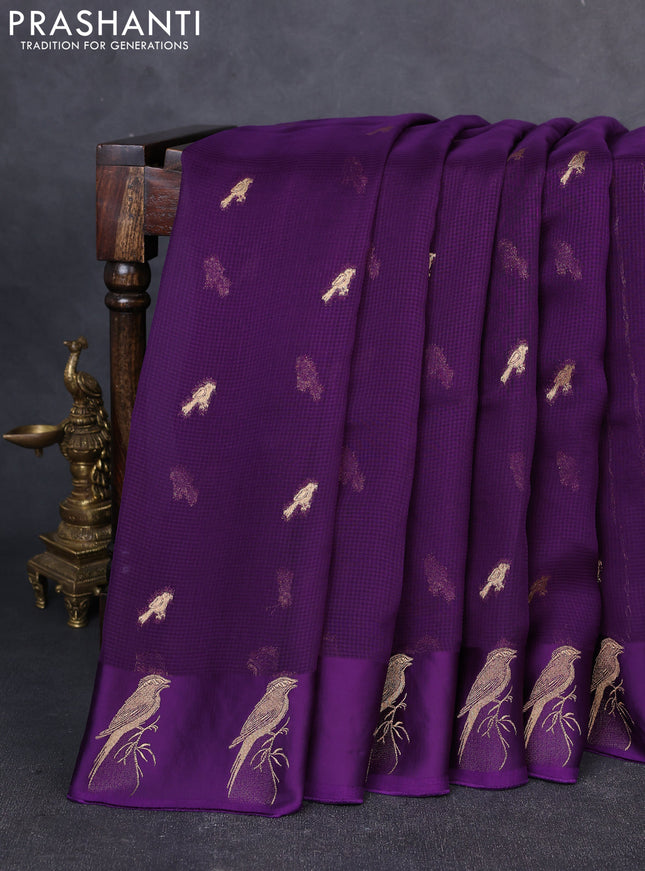 Art kota silk saree violet with allover zari woven buttas and zari woven butta border