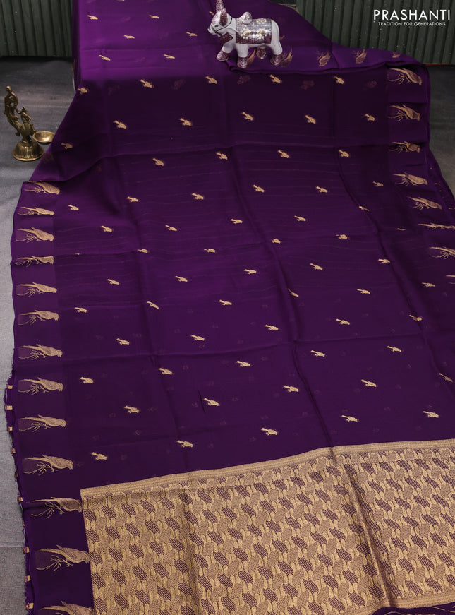 Art kota silk saree violet with allover zari woven buttas and zari woven butta border