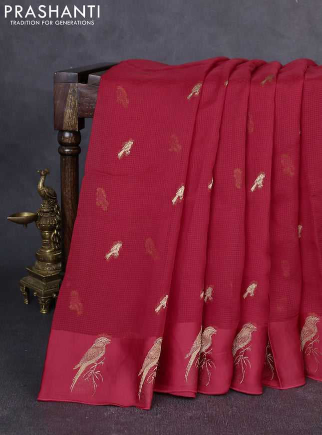 Art kota silk saree red with allover zari woven buttas and zari woven butta border