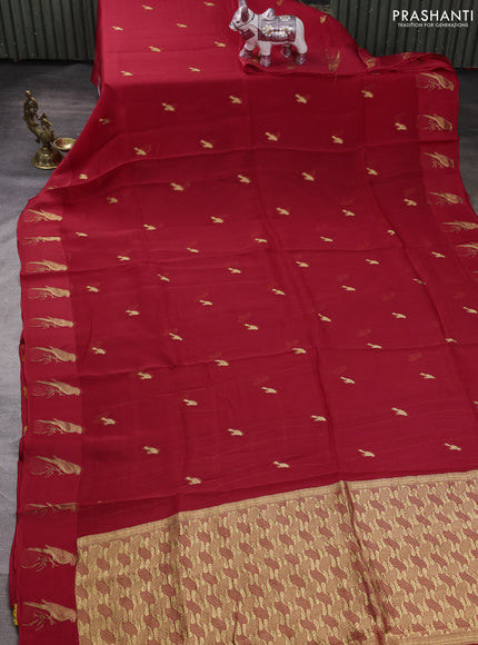 Art kota silk saree red with allover zari woven buttas and zari woven butta border