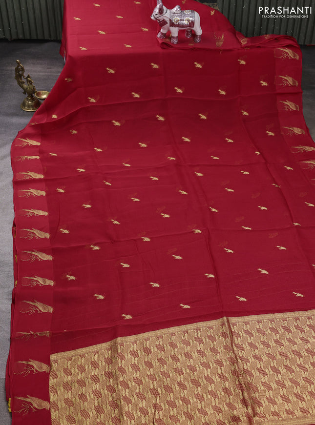 Art kota silk saree red with allover zari woven buttas and zari woven butta border