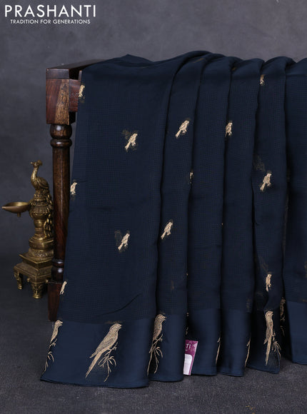 Art kota silk saree dark peacock green with allover zari woven buttas and zari woven butta border