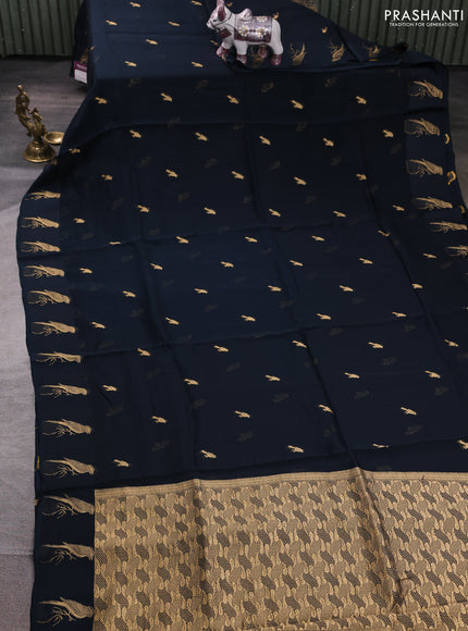 Art kota silk saree dark peacock green with allover zari woven buttas and zari woven butta border