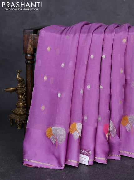 Art kota silk saree lavender with allover zari woven buttas and zari woven butta border