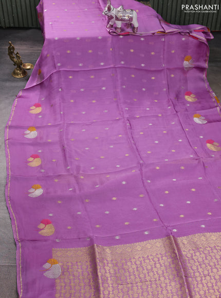 Art kota silk saree lavender with allover zari woven buttas and zari woven butta border