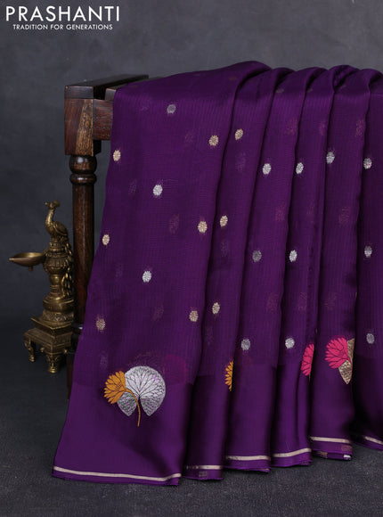 Art kota silk saree violet with allover zari woven buttas and zari woven butta border