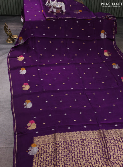 Art kota silk saree violet with allover zari woven buttas and zari woven butta border