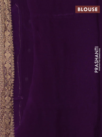 Art kota silk saree violet with allover zari woven buttas and zari woven butta border