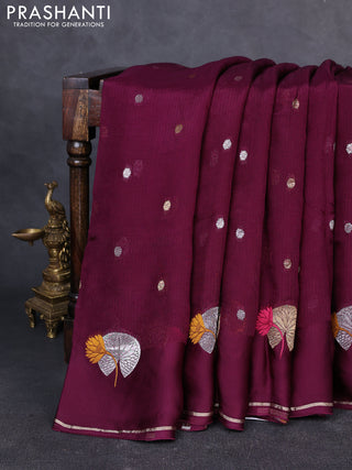 Art kota silk saree wine with allover zari woven buttas and zari woven butta border