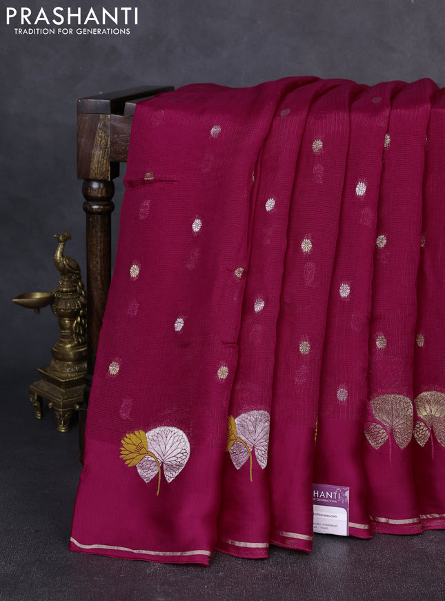 Art kota silk saree pink with allover zari woven buttas and zari woven butta border