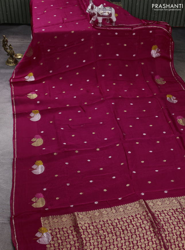 Art kota silk saree pink with allover zari woven buttas and zari woven butta border