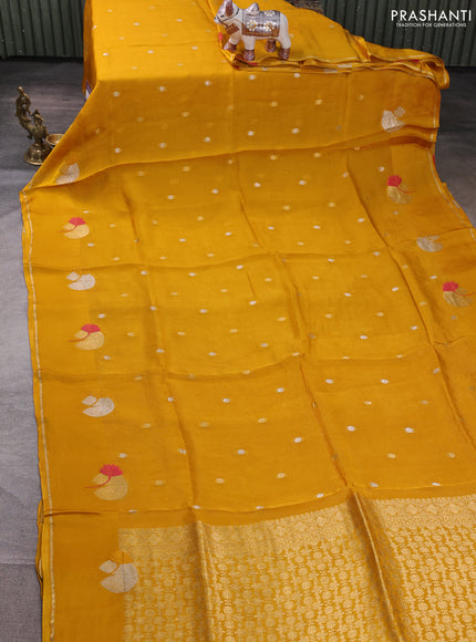 Art kota silk saree mustard yellow with allover zari woven buttas and zari woven butta border