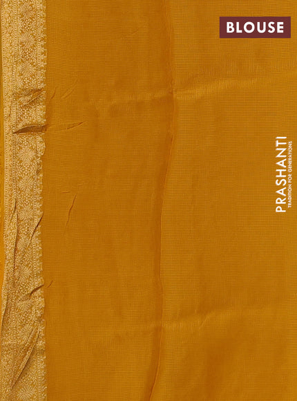 Art kota silk saree mustard yellow with allover zari woven buttas and zari woven butta border
