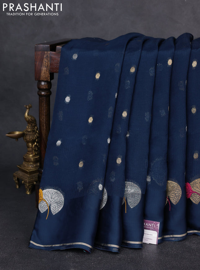 Art kota silk saree peacock blue with allover zari woven buttas and zari woven butta border
