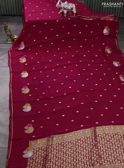 Art kota silk saree pink with allover zari woven buttas and zari woven butta border