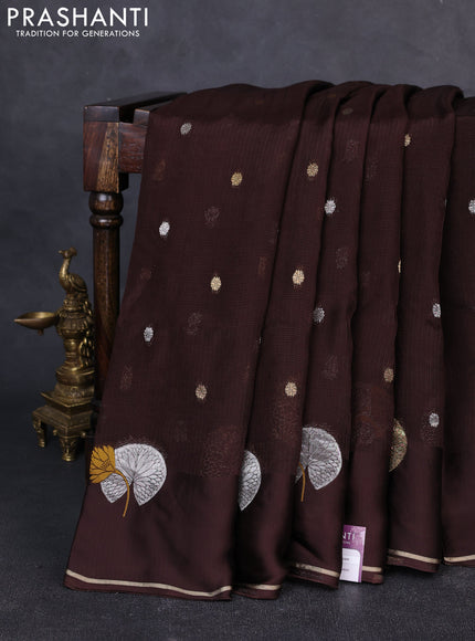 Art kota silk saree coffee brown with allover zari woven buttas and zari woven butta border