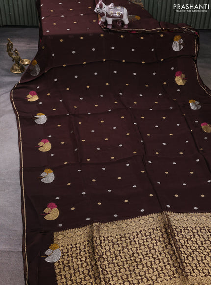 Art kota silk saree coffee brown with allover zari woven buttas and zari woven butta border