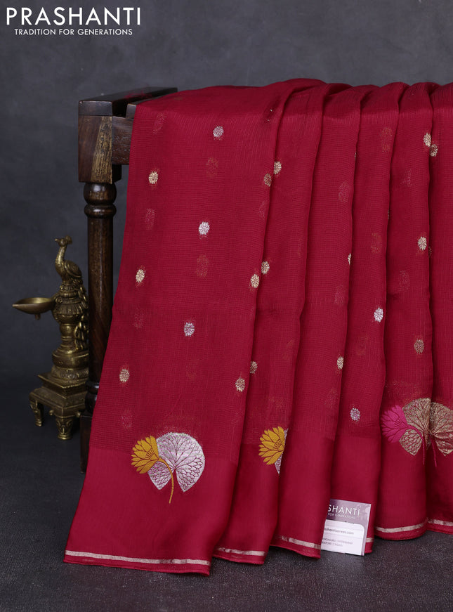 Art kota silk saree red with allover zari woven buttas and zari woven butta border