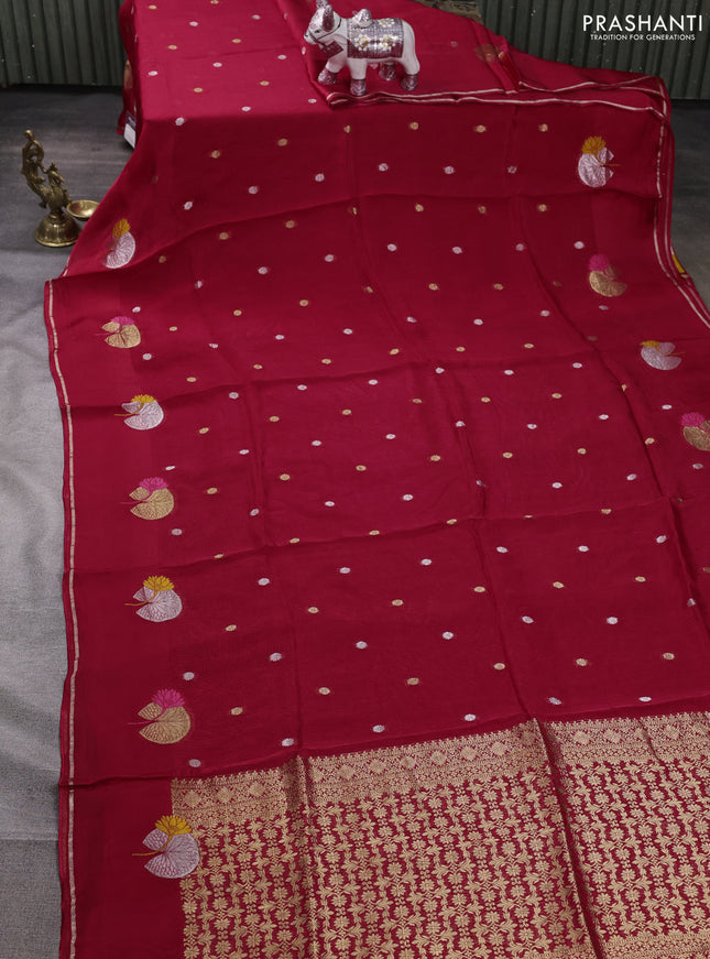 Art kota silk saree red with allover zari woven buttas and zari woven butta border