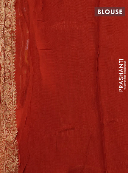 Art kota silk saree rustic orange with allover zari woven buttas and zari woven butta border