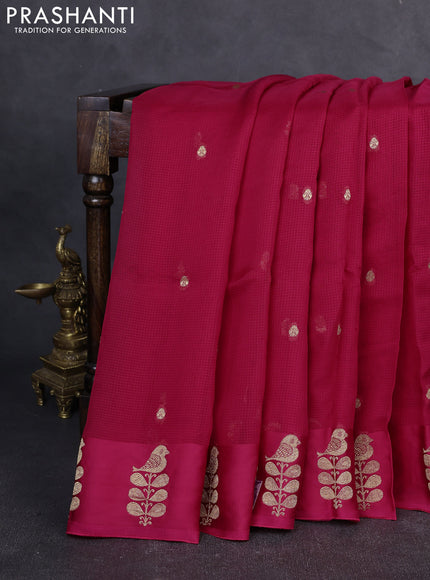 Art kota silk saree dark pink with allover zari woven buttas and zari woven butta border