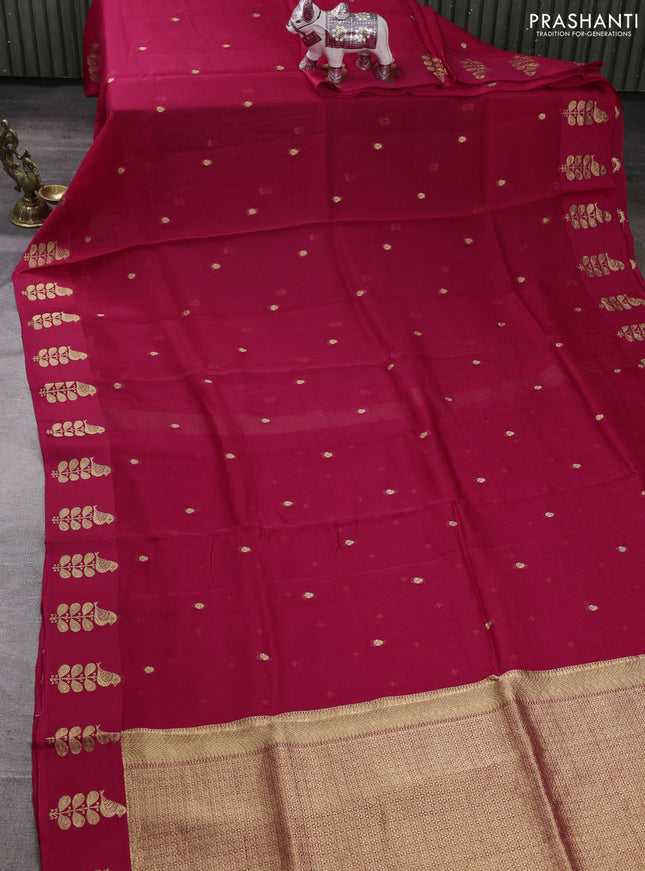 Art kota silk saree dark pink with allover zari woven buttas and zari woven butta border