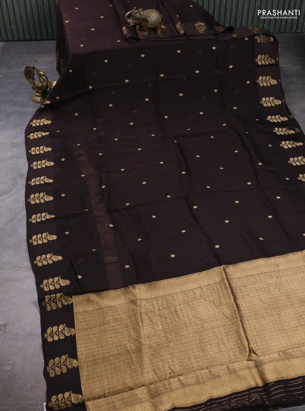 Art kota silk saree dark coffee brown with allover zari woven buttas and zari woven butta border