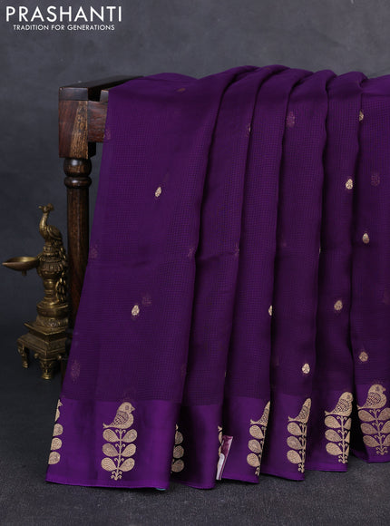Art kota silk saree violet with allover zari woven buttas and zari woven butta border