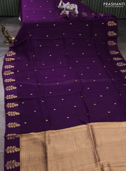 Art kota silk saree violet with allover zari woven buttas and zari woven butta border