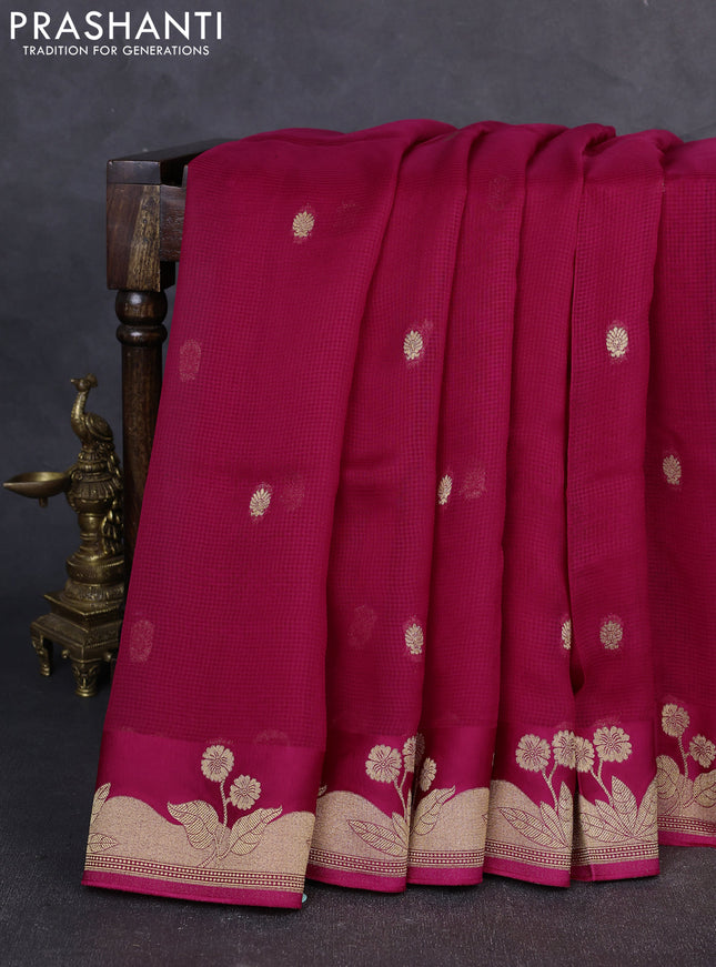 Art kota silk saree pink with allover zari woven buttas and floral zari woven butta border