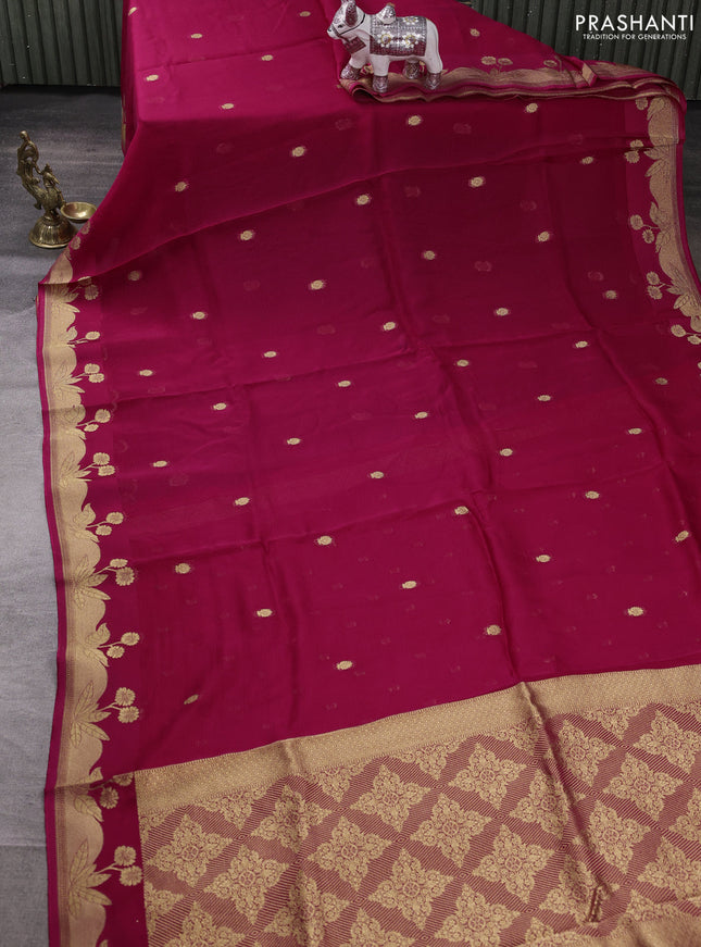 Art kota silk saree pink with allover zari woven buttas and floral zari woven butta border
