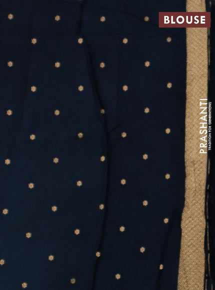 Art kota silk saree navy blue with allover zari woven buttas and floral zari woven butta border
