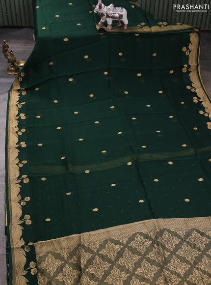 Art kota silk saree green with allover zari woven buttas and floral zari woven butta border