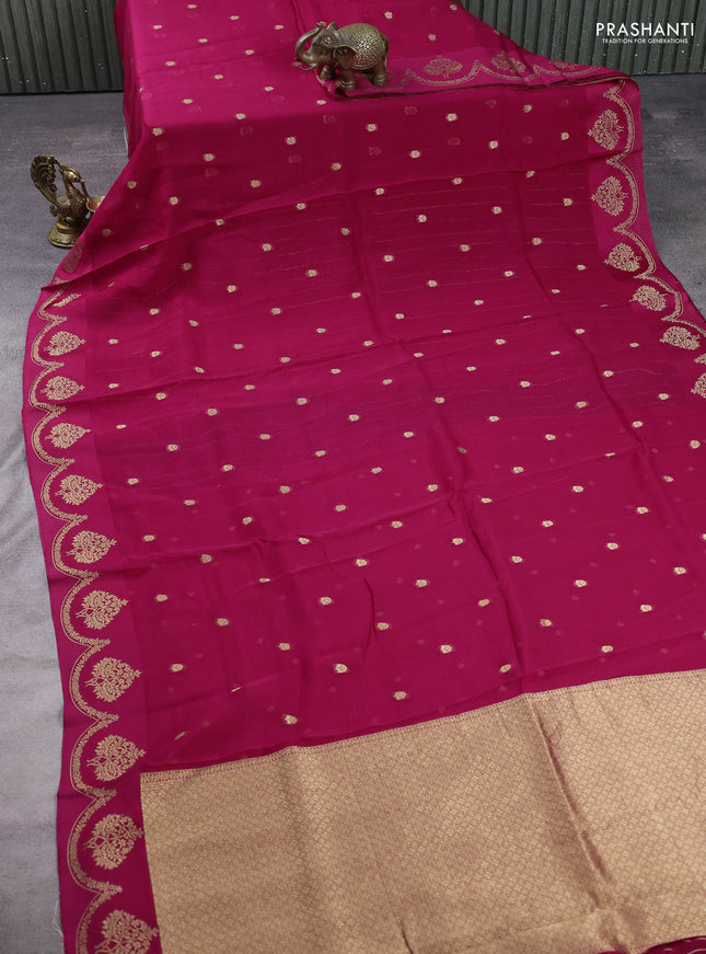 Art kota silk saree pink with allover zari woven buttas and floral zari woven butta border