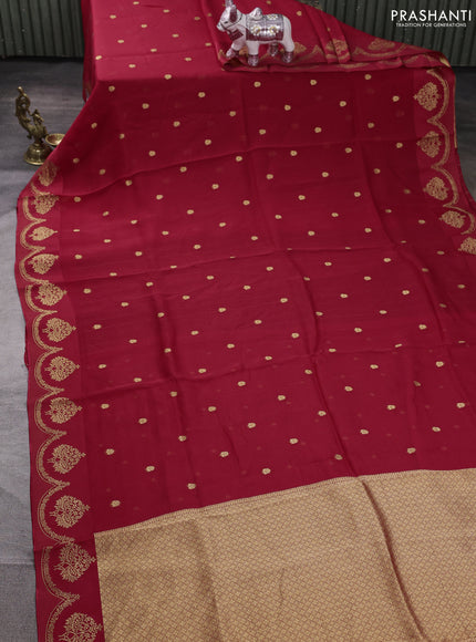 Art kota silk saree red with allover zari woven buttas and floral zari woven butta border