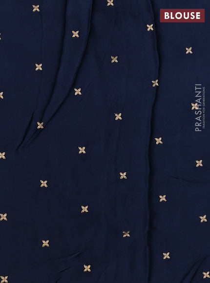 Art kota silk saree navy blue with allover zari woven buttas and floral zari woven butta border