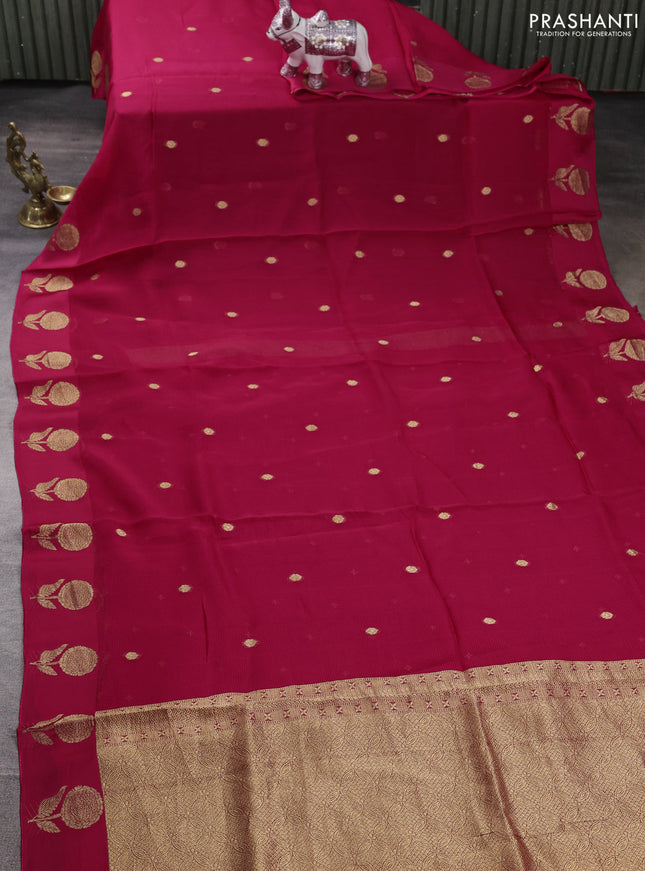 Art kota silk saree dark pink with allover zari woven buttas and zari woven butta border