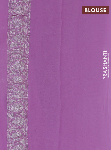 Banarasi chiffon saree lotus pink with allover silver zari woven buttas and silver zari woven floral border