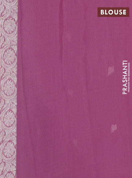 Banarasi chiffon saree mauve pink with allover silver zari woven buttas and silver zari woven floral border