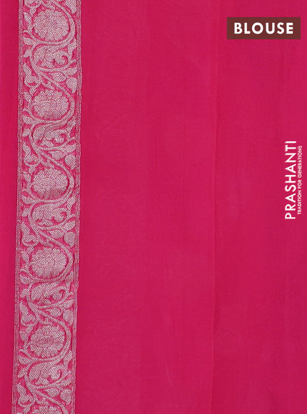 Banarasi chiffon saree candy pink with allover silver zari woven buttas and silver zari woven floral border