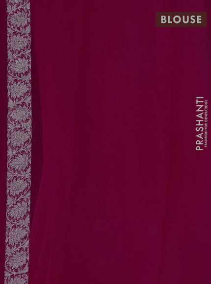 Banarasi chiffon saree pink with allover silver zari woven buttas and silver zari woven floral border